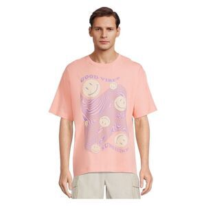 No Boundaries Men's Graphic good vibes smiley face Oversize Tee Shirt Size XS